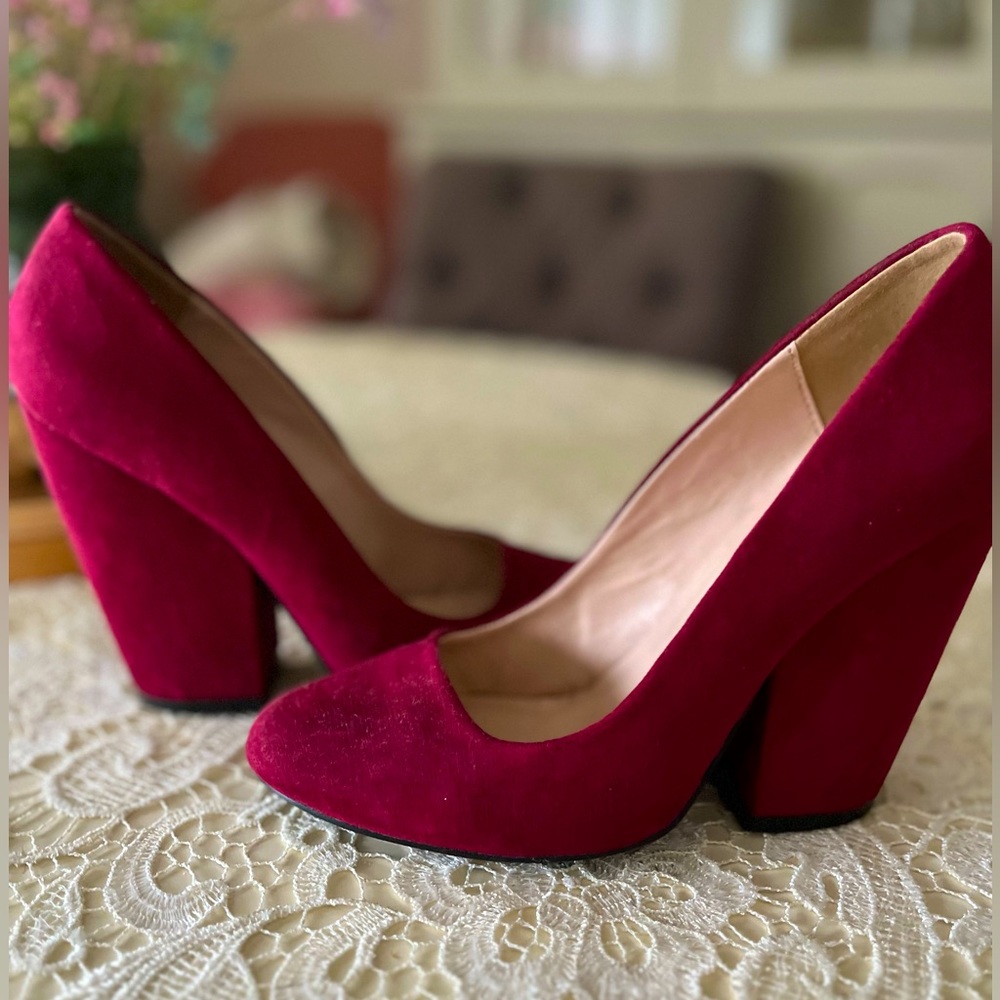 Berry Colored Block Heels | Size 7.5
